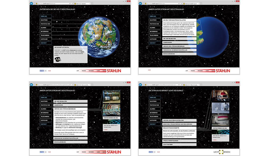 Screenshots der Webseite der Stählin AG